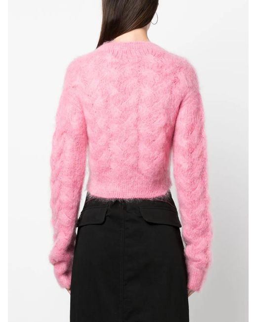 DSquared² Pink Brushed Mohair-Blend Jumper