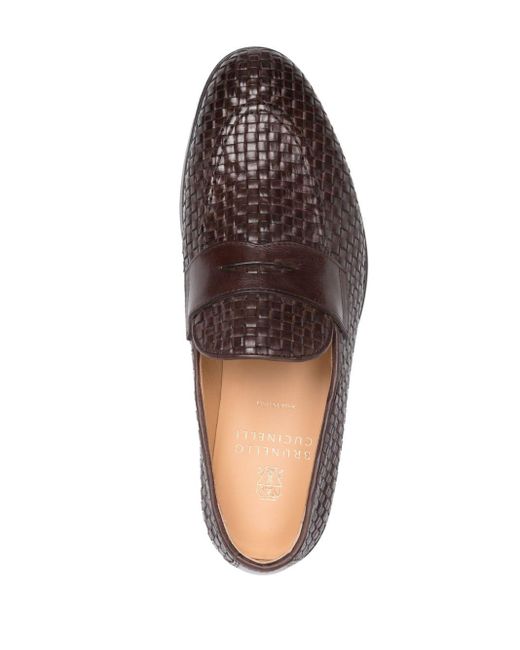 Brunello Cucinelli Brown Interwoven-design Loafers for men