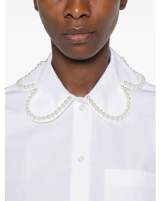 Simone Rocha White Embellished-Collar Shirt