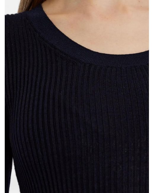 DSquared² Blue Ribbed-Knit Logo-Patch Sweater
