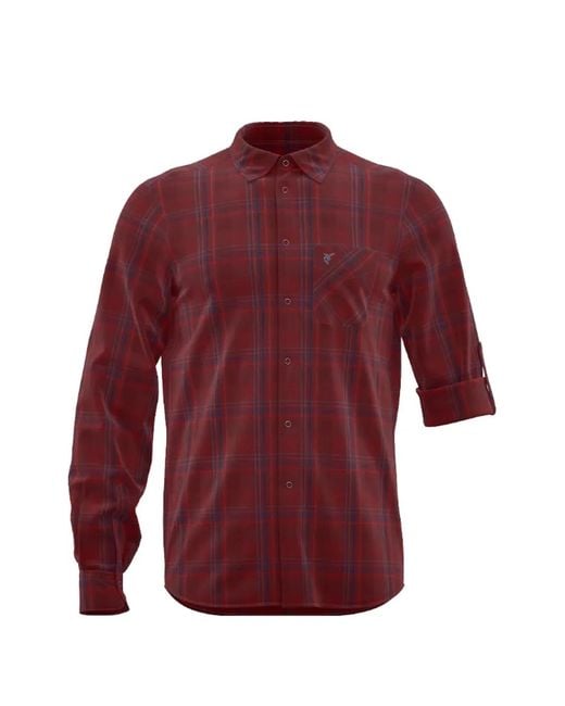 REDELK Red Check-Pattern Chest-Pocket Shirt for men