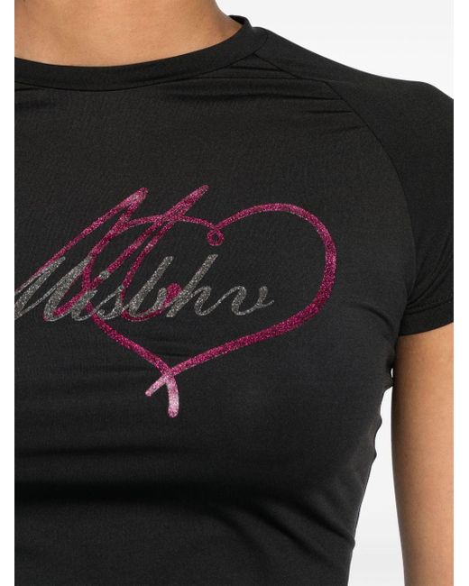 M I S B H V Black T-Shirt mit Glitter-Logo