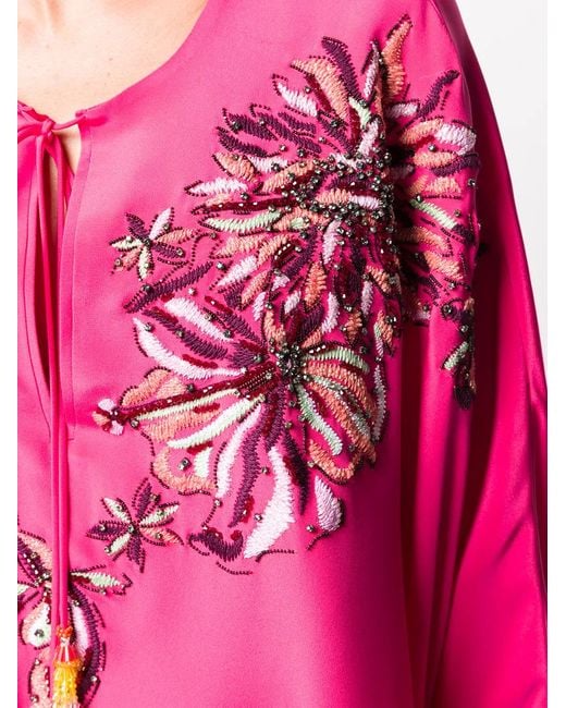 Emilio Pucci Pink Long Floral Beaded Kaftan