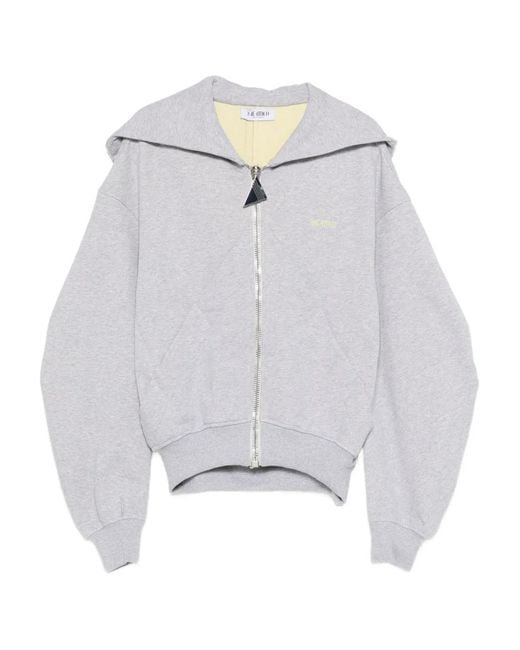 The Attico White Zip-Up Hoodie