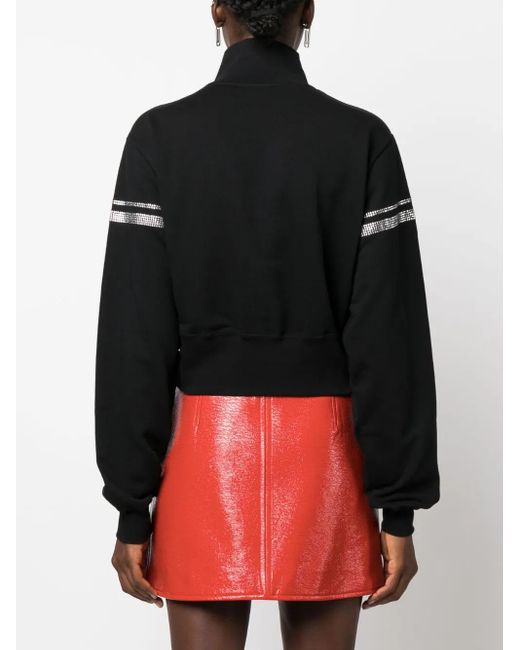 Gcds Black Logo-Print Crystal-Embellished Sweatshirt