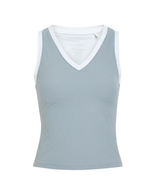 Varley Blue Chia Ribbed-Knit V-Neck Tank Top
