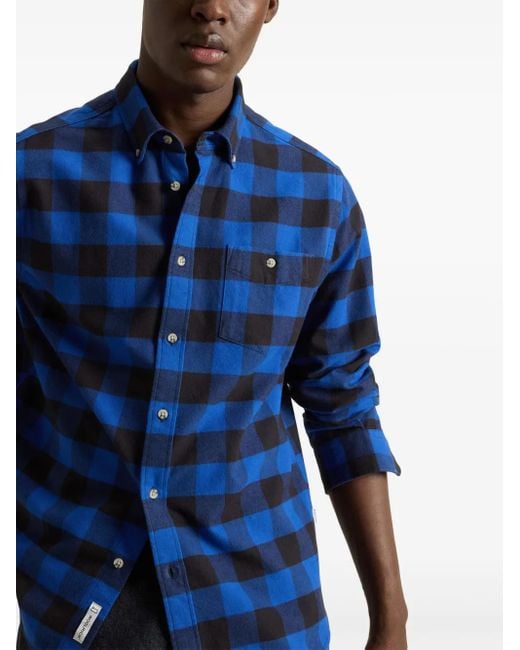 Woolrich Blue Check Pattern Flannel Shirt for men