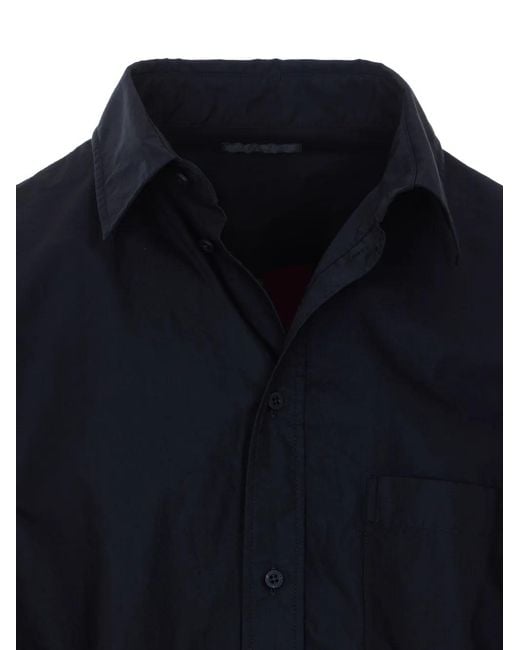 Balenciaga Blue Oversized Patch Logo Shirt for men