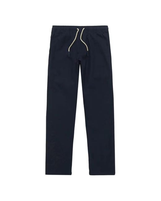 Oas Blue Drawstring Straight-Leg Trousers for men