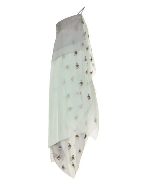 Abito Asimmetrico Con Paillettes di Fendi in White