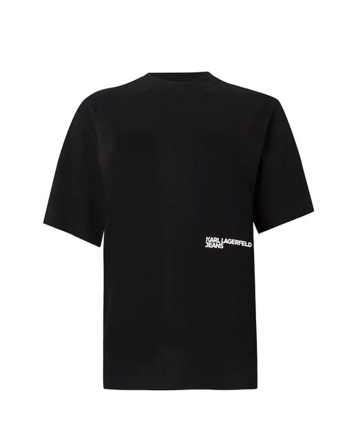 Karl Lagerfeld Black Graphic-Print Short-Sleeve T-Shirt