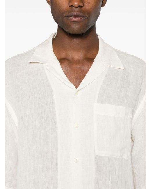 Camisa con cuello cubano 120% Lino de hombre de color White