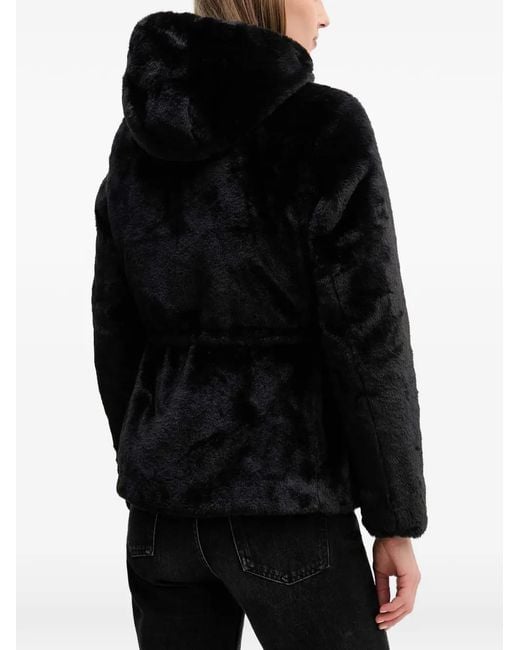 Geox Black Kaula Hooded Faux Fur Jacket