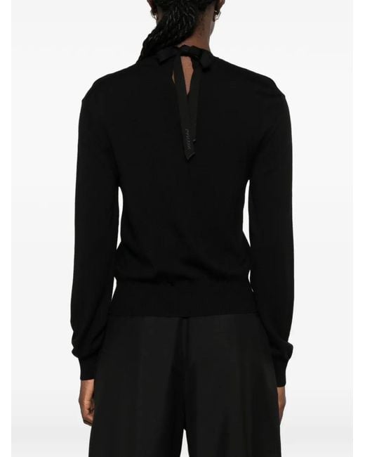 Lanvin Black Fitted Sweater With Silk And Nylon Blend