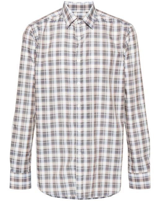 Canali White Checked Shirt for men