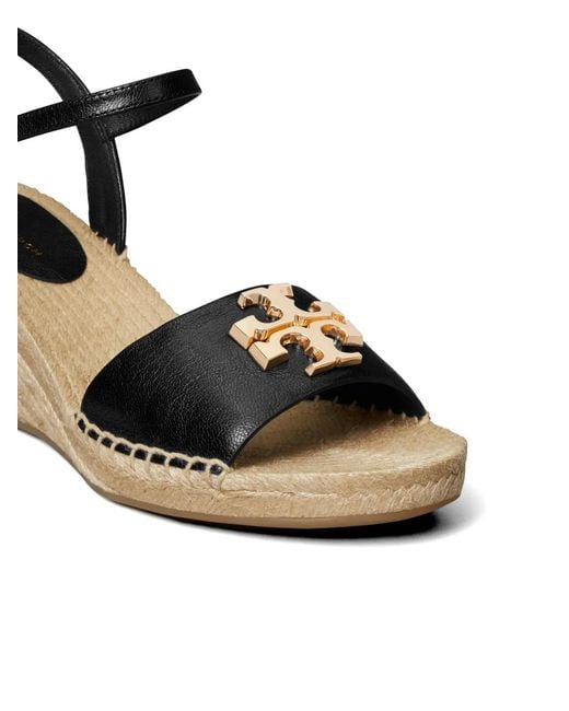 Tory Burch Black Eleanor Wedge Espadrilles