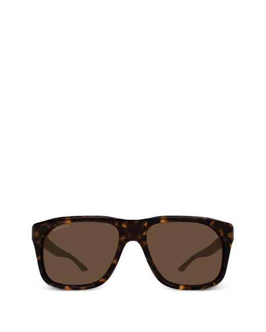Gucci Black Geometric-Frame Sunglasses for men