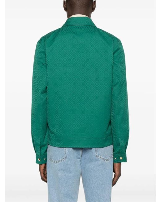 Casablanca Shirtjack Met Monogram-Jacquard En Rits in het Green voor heren