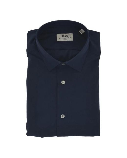 Corneliani Blue Chemise Boutonnée À Col Italien for men