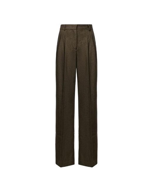 ANDAMANE Brown Pleated Tailored Trousers