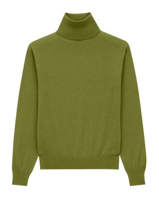 Saint Laurent Green Cashmere, Wool And Silk Turtleneck Pullover