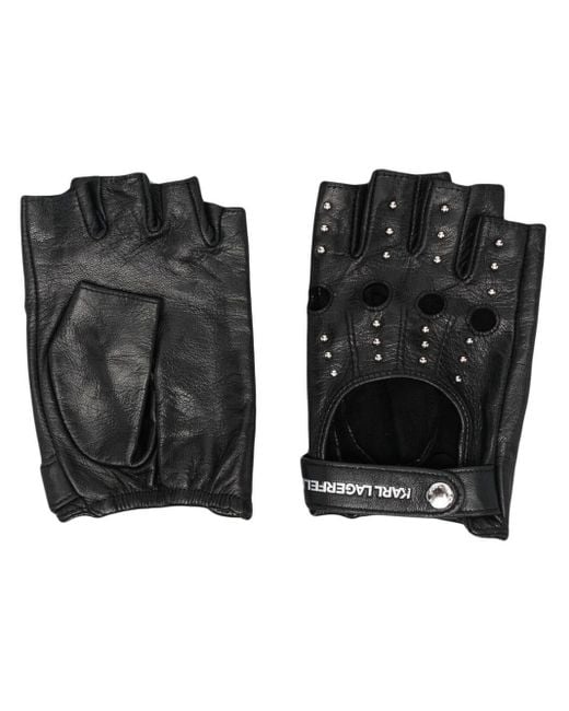 Karl Lagerfeld K/essential Rocky Leather Gloves in Black | Lyst