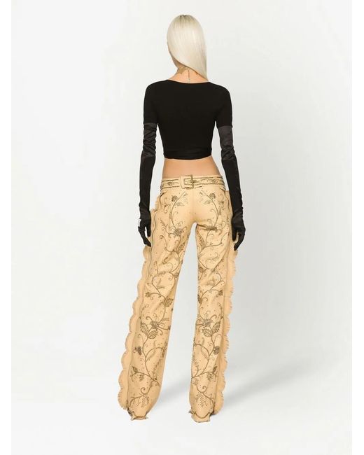 Dolce & Gabbana Natural Kim Dolce&Gabbana Embellished Leather Trousers