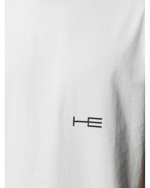 HELIOT EMIL White Logo Print T-Shirt for men