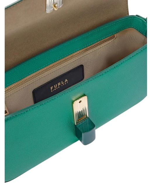 Furla Green Iride Clasp-Fastening Leather Shoulder Bag