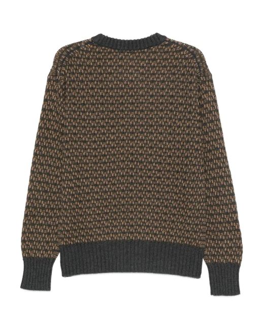 Piacenza Cashmere Brown Geometric-Pattern Wool Sweater for men