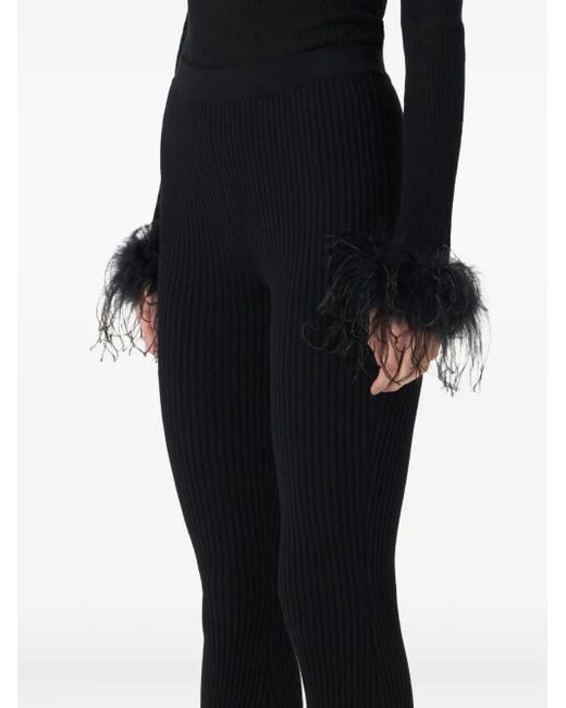 Blumarine Black Knit Insert Lace Pants