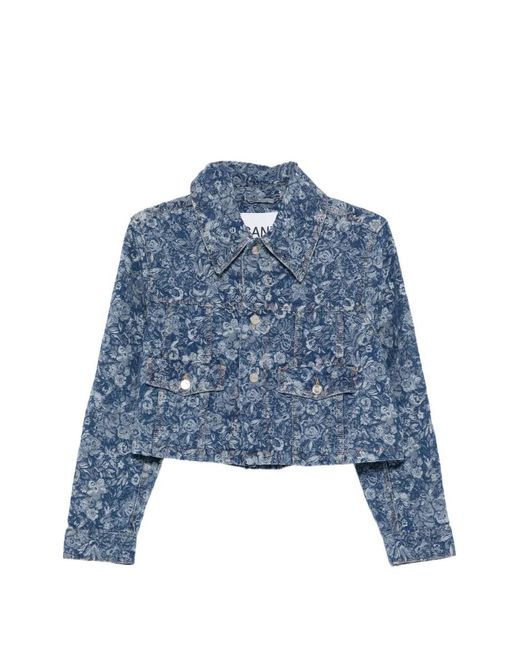 Ganni Blue Organic Cotton Jacket