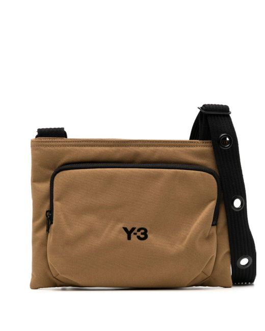 Y-3 Sacoche Logo-Embroidered Messenger Bag in Brown for Men