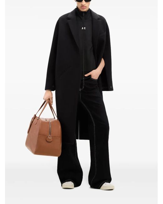 Courreges Black Cocoon Logo-Appliqué Coat