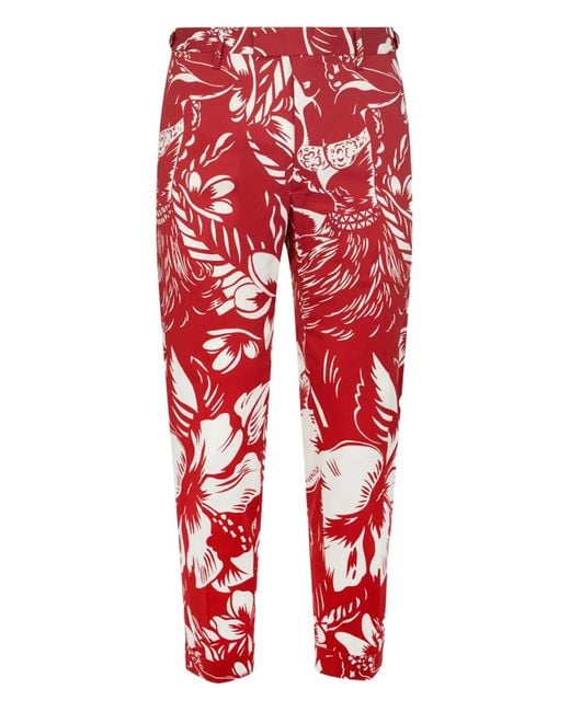 DSquared² Red Dancing Flowers Trousers for men