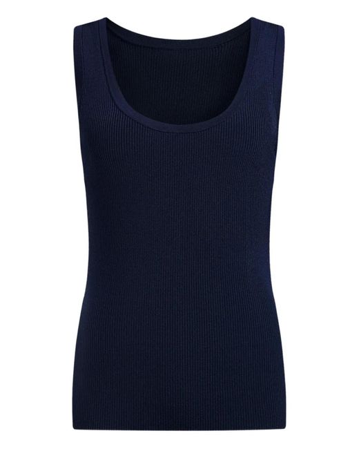 12 STOREEZ Blue Ribbed Tank Top