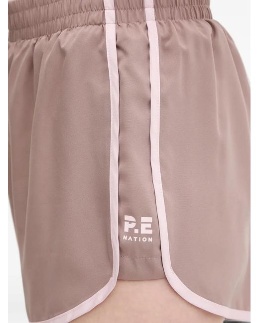 P.E Nation Pink Preset Logo-Print Piped Shorts
