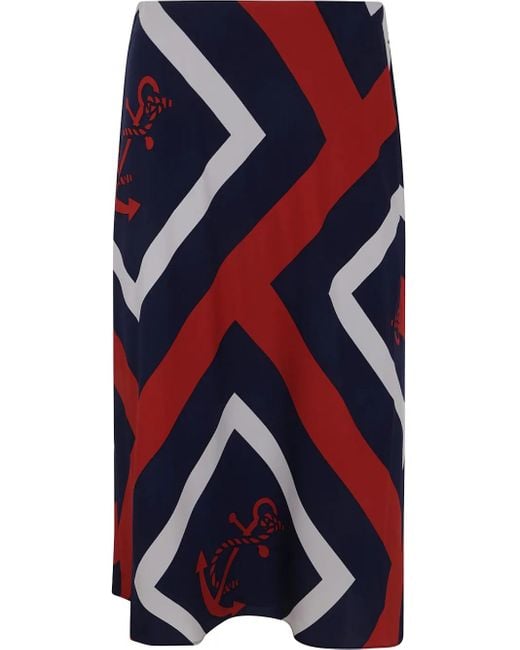 Ralph Lauren Blue Sharae Mid A Line Skirt