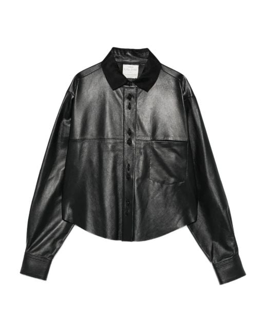Forte_forte Black Nappa Leather Pocket Shirt