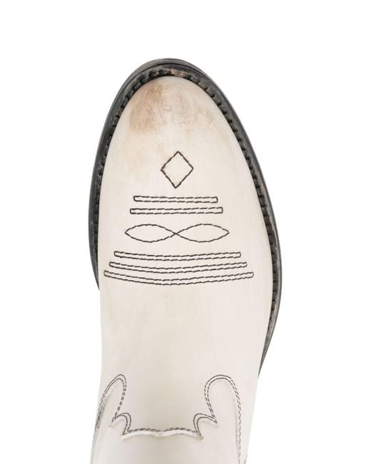 Via Roma 15 White Calf-length Western Leather Boots
