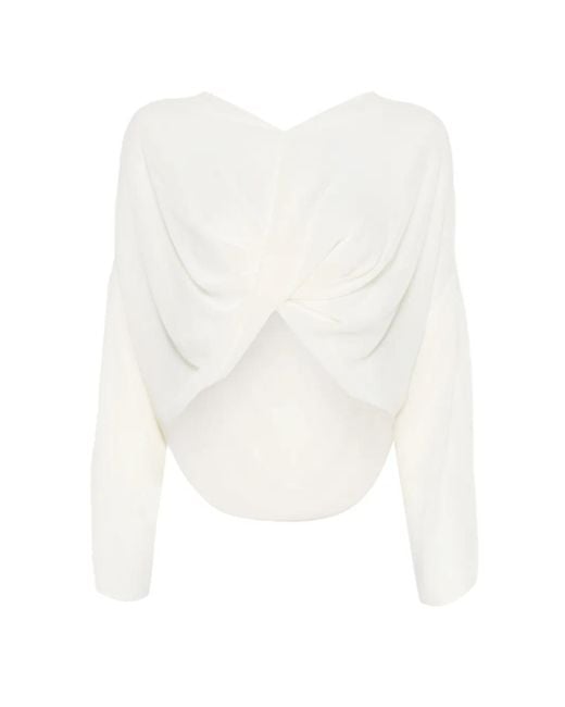 MM6 by Maison Margiela White Twist-Detail Long-Sleeve Top