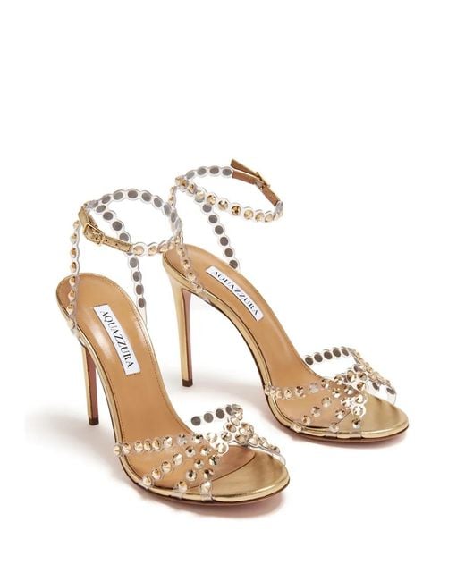 Aquazzura Metallic Tequila Crystal Embellished Sandals