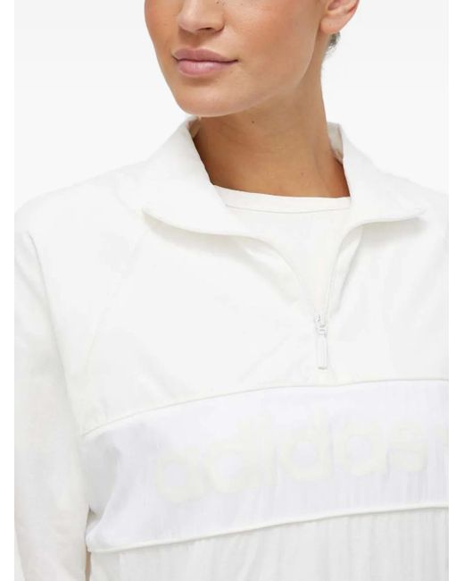 Adidas White Half-Zip Hooded Jacket