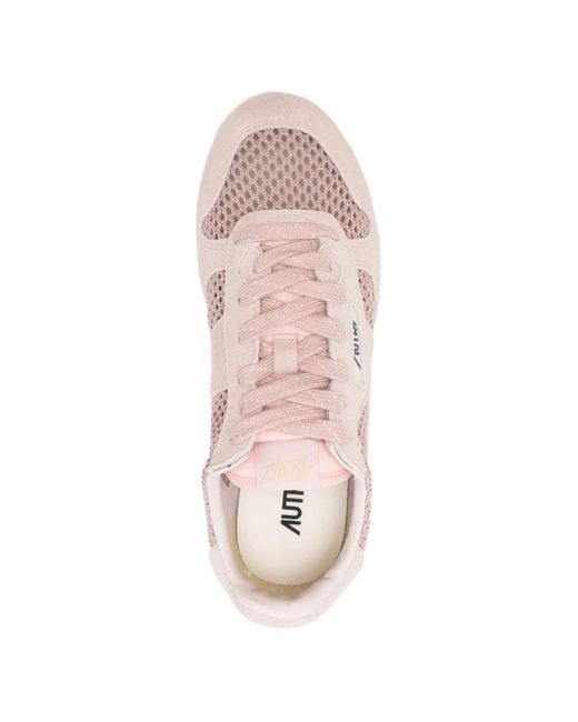 Autry Pink Silk Leather Sneakers