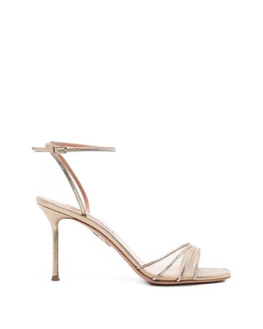 Aquazzura White Dream Girl Crystal-Embellished Sandals