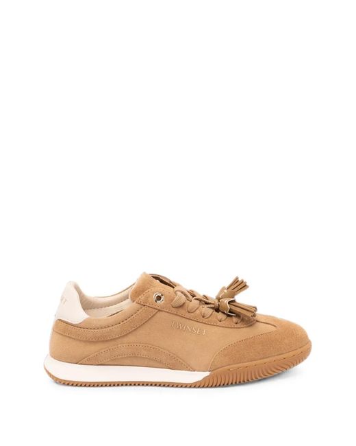 Twinset Natural Tassel-Detail Suede Sneakers