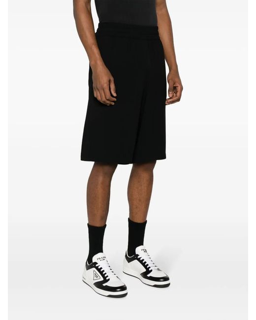 Moschino Black Logo-Patch Crepe Shorts for men