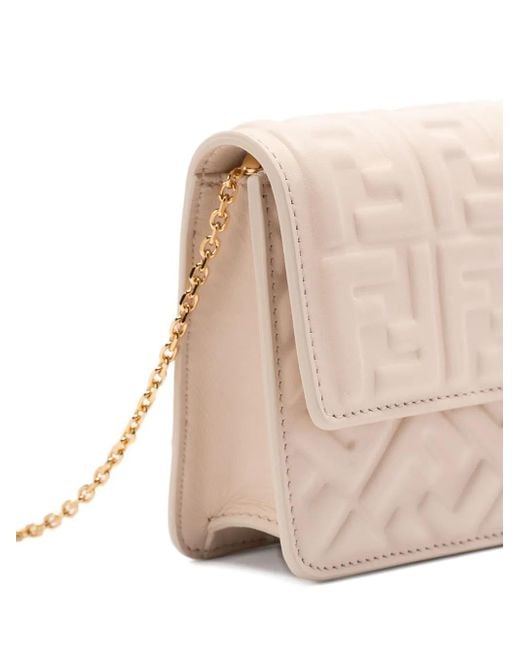 Fendi Natural Wallet On Chain Baguette Clutch Bag