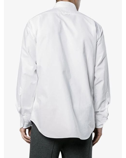 Thom Browne White Grosgrain Placket Oxford Shirt for men