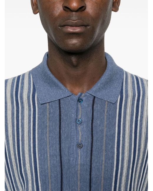 Corneliani Blue Striped Polo Shirt for men